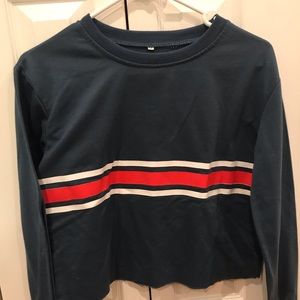 blue and red striped long sleeve